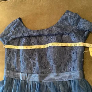 Women’s Blue Full Length Tulle & Lace Sort Sleeve Bridesmaid Dress Size XL NWT thumbnail 9