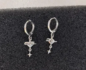CZ Star Love Heart Dangle Drop Earrings for Women thumbnail 3