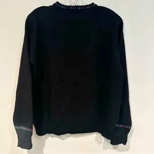 CT Crew Vintage Wool Christmas Sweater Women's Medium‎ Black Reindeer Snowman thumbnail 8