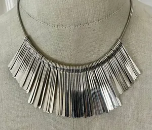 INC Silver-Tone Fringe Collar Necklace thumbnail 1