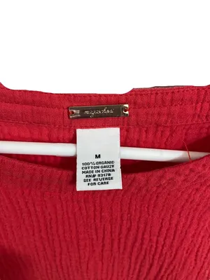 Magaschoni Organic Cotton Blouse Chili Red Size M Coastal Preppy Southern Beach thumbnail 2
