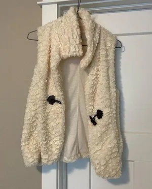 Forever 21 Cream Sherpa Vest with Black Accents thumbnail 1