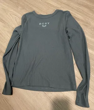Roxy Long Sleeve Ribbed Tee in Slate Gray thumbnail 1
