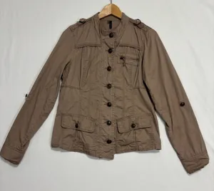 Maurice's Utility Military Jacket Brown/Beige Womens M‎ Lightweight thumbnail 1
