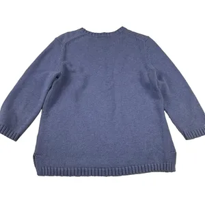 Lands' End Womens Small Faded Blank‎ Cotton Knit Sweater Blue Classic thumbnail 5