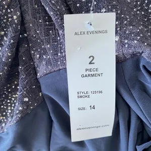 Alex Evenings Glitter MobWife Office Siren‎ Dainty Formal Gown 14 Smoke thumbnail 4
