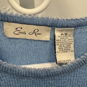 Vintage Emily Rose Light Blue Short Sleeve Knit‎ Sweater Crew Neck Raglan Medium thumbnail 5