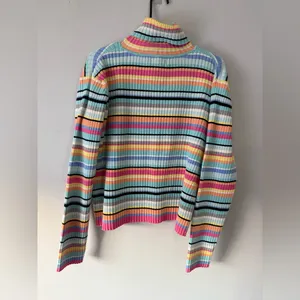 Chadwick's VTG Multicolor Striped Turtleneck Sweater Cotton Comfy Soft Retro Hippie Boho XL thumbnail 6