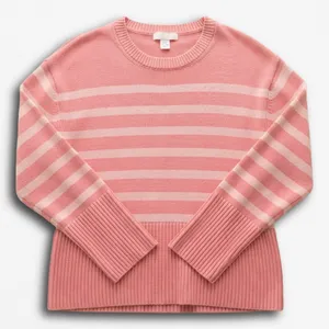 Gap Womens Pink‎ Striped Crewneck Knit Sweater Long Sleeve Ribbed Pullover Small thumbnail 1