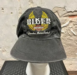 Biker Blues Black Denim Embroidered Adjustable Baseball Cap Hat thumbnail 1