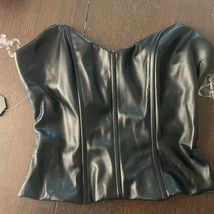 Edge faux leather tube top and skirt thumbnail 1