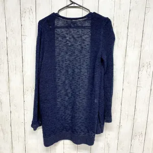 Ann Taylor LOFT‎ Sweater Women Large Blue Open Front Long Sleeve Knit Cardigan thumbnail 8