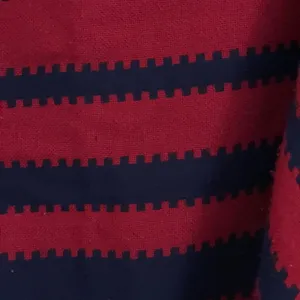 Vintage Red Navy Tribal Stripe Knit Blanket Poncho Fringe OS Western Cowgirl thumbnail 5