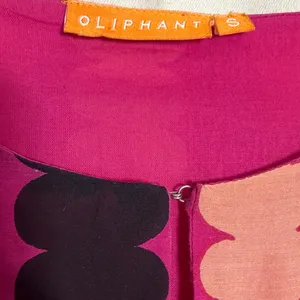 OLIPHANT Cotton Silk Scallop Stripe Polka Dot Long Midi Dress‎ Key Hole Pink S thumbnail 3