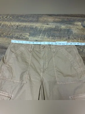 NEW American Eagle Baggy Jogger Womens 14 Short Tan Cargo Utility Pants Stretch thumbnail 5