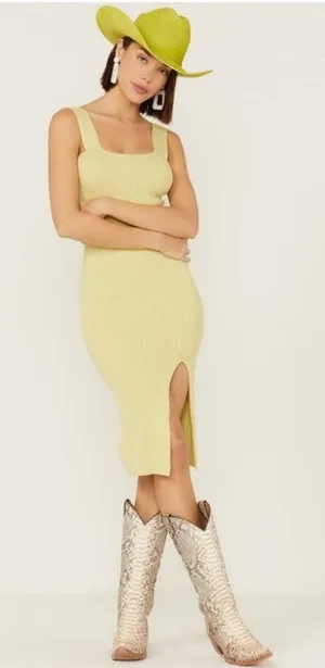 Shyanne Women's Green Western‎ Ribbed Sweater Knit Midi Bodycon Dress Sz M thumbnail 1