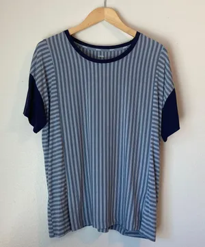 Striped Oversized Short Sleeve Tee T-shirt Top thumbnail 1