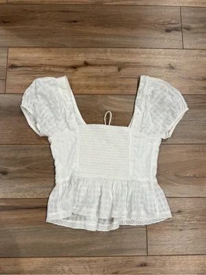 HOLLISTER NWT Ruffled White Babydoll Top | Size Small thumbnail 6