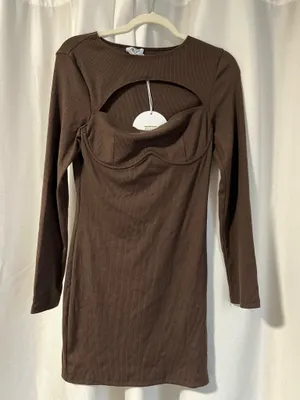 Princess Polly Dress Long Sleeve Mini brown thumbnail 2