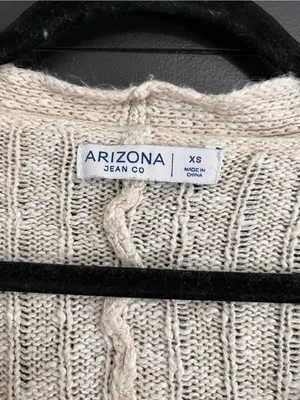 ARIZONA Jeans Beige Neutral Loose Button Cardigan Sweater Women’s Sz XS EUC thumbnail 2