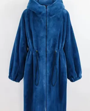 Elegant Blue Teddy Jacket for Women thumbnail 1