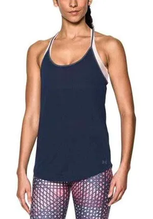 Under Armour Womens Navy Blue HeatGear Threadborne‎ Racerback Tank Top Small thumbnail 1
