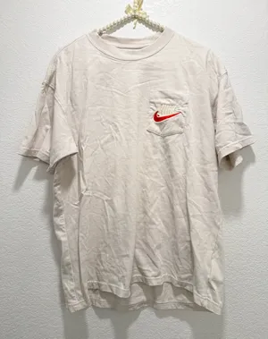 Nike cream white embroidered logo shirt thumbnail 1