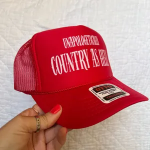 Unapologetically country as hell trucker hat Red thumbnail 2