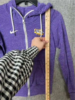 Nike Womans‎ XS LSU Purple Zip-Up Hoodie with Tiger Logo lightweight thumbnail 6