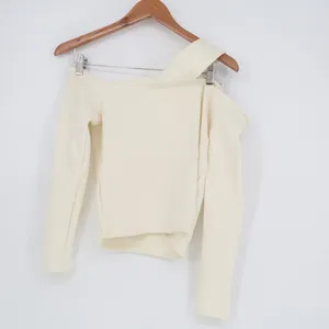 Abercrombie & Fitch Cream One Shoulder Long Sleeve Top Large thumbnail 2