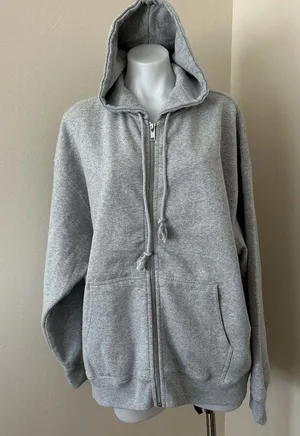 (NWT) Women’s Full Zip Gray Hoodie, One Size: L/XL thumbnail 1