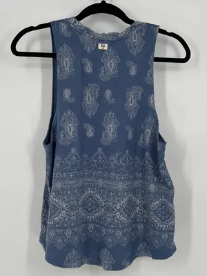 Billabong Paisley Muscle Tank Top Boho Blue Medallion Festival Beach Womens Sz M thumbnail 3