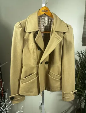 54. Tulle Camel Tan Peacoat Jacket Size M thumbnail 1