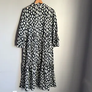 Zara New Long Print Collar Dress Black thumbnail 7