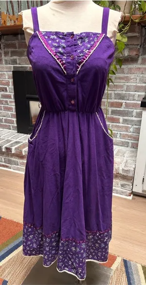 Vintage 70s purple prairie dress Gunne Sax style XS thumbnail 1