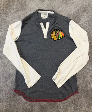 CCM Blackhawks Vintage Henley Gray thumbnail 1