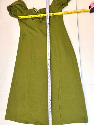 Monteau Los Angeles M Olive Green Puff Sleeve Midi Dress Cottagecore Boho Brunch thumbnail 13