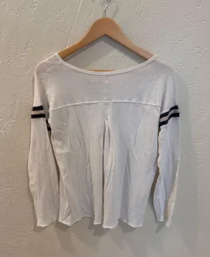 Free People White Long Sleeve Top With Stripe thumbnail 2