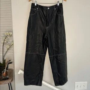 We the Free People It Factor Vegan Leather Pants Topstitching Size 12 Grunge thumbnail 3