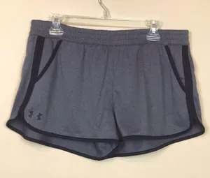 NWT Under Armour Women’s HeatGear Gray Black Athletic Gym Workout Shorts thumbnail 2