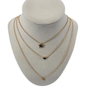 Layered Necklace Womens OS Celestial Gold Star Heart Moon‎ New thumbnail 1