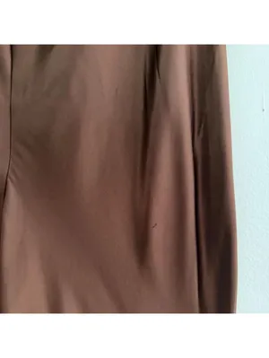 Reformation Gale Satin Mid Rise Bias Pant in Pinecone Brown thumbnail 4