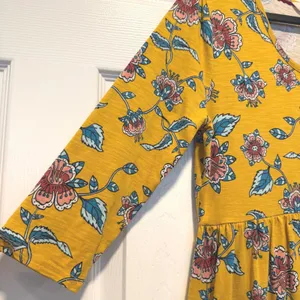 Matilda Jane Floral Empire Knee Length Dress 3/4 Sleeve Mustard Women's Size M‎ thumbnail 4