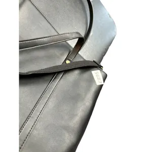 Women's Black Faux Leather Tote Bag With Multiple Compartments & Adjustable Stra thumbnail 11