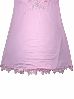 Vintage Y2K Pink Lace Trimmed Slip Dress Womans M thumbnail 3