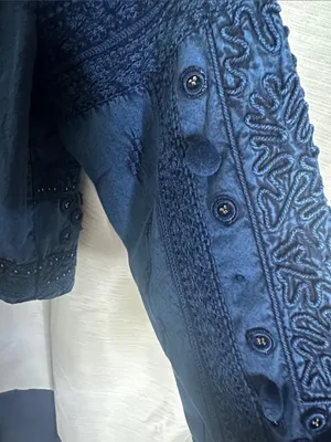 Soft Surroundings Navy Embroidered Open-Front Cropped Jacket thumbnail 7