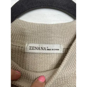 Zenana Beige Knit Lounge Matching Set Size Small Sweater Shorts Neutral Tan thumbnail 6