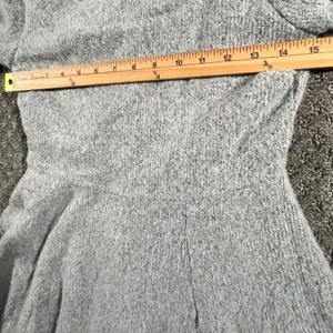 Luxxel Womens Large Gray Textured Knit Skater Mini Dress Bishop Sleeve Lined thumbnail 7