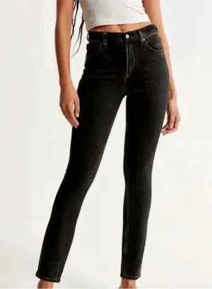 NWT Abercrombie & Fitch The Skinny High Ride Black Jeans Sz 24/00 thumbnail 1