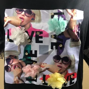 Black bold Love beaded detail short sleeve top thumbnail 2